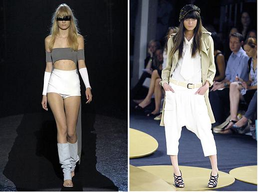 Rochia lui Martin Margiela, pantalonii bufanti ai lui Philip Lim - ambele din colectiile de primavara-vara 2008