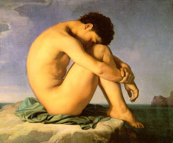 Jeune Homme Nu Assis au Bord de la Mer, 1863, Jean-Hyppolyte Flandrin, Louvre