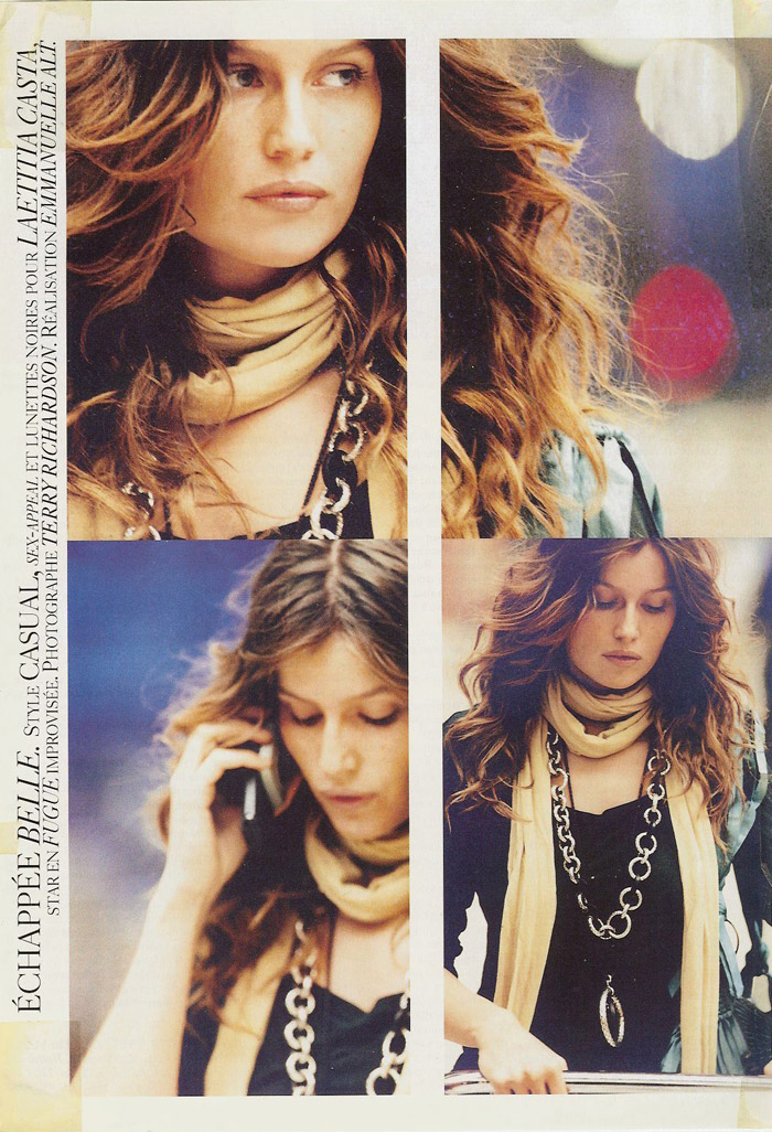 Echappee Belle pentru Vogue aprilie 2004; fotograf: Terry Richardson; stilist: Emanuelle Alt; model: Laetitia Casta Echappee Belle pentru Vogue aprilie 2004; fotograf: Terry Richardson; stilist: Emanuelle Alt; model: Laetitia Casta